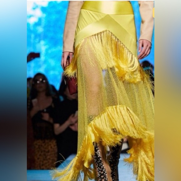Diane Von Furstenberg Dresses & Skirts - DVF runway yellow tassel skirt Elegant Yellow Fringe Skirt